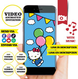 Hello Kitty, Animated Birthday Video Invitation - English