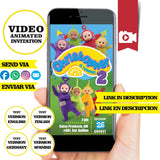 Invitación animada de cumpleaños de los Teletubbies: invitación personalizada
