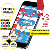 Invitación de cumpleaños animada en video de El Gato con Sombrero – Invitación personalizada para fiesta
