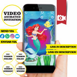 Invitación animada de cumpleaños de La Sirenita: video personalizado para fiesta