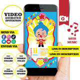 Invitación de video animada de cumpleaños de Plim Plim: invitación personalizada para fiesta