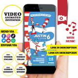 Invitación de cumpleaños animada en video de El Gato con Sombrero – Invitación personalizada para fiesta