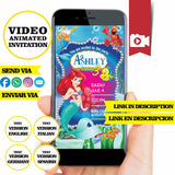 Invitación animada de cumpleaños de La Sirenita: video personalizado para fiesta