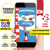 Invitación de cumpleaños animada en video de El Gato con Sombrero – Invitación personalizada para fiesta