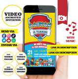 Invitación animada de cumpleaños de la Patrulla Canina