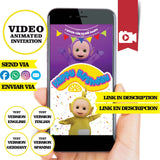 Invitación animada de cumpleaños de los Teletubbies: invitación personalizada