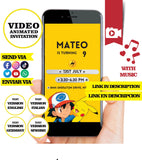 Pokemon - Pikachu cards Animated Birthday Video Invitation