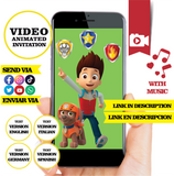 Invitación animada de cumpleaños de la Patrulla Canina