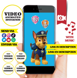 Invitación animada de cumpleaños de la Patrulla Canina