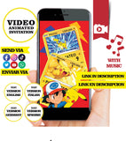 Pokemon - Pikachu cards Animated Birthday Video Invitation