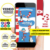 Invitación de cumpleaños animada en video de El Gato con Sombrero – Invitación personalizada para fiesta