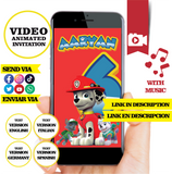 Invitación animada de cumpleaños de la Patrulla Canina