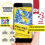 Pokemon - Pikachu cards Animated Birthday PHOTO Video Invitation