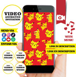 Pokemon - Pikachu cards Animated Birthday PHOTO Video Invitation