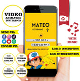 Pokemon - Pikachu cards Animated Birthday PHOTO Video Invitation