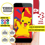Pokemon - Pikachu cards Animated Birthday PHOTO Video Invitation