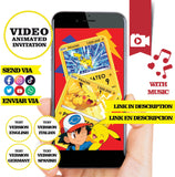 Pokemon - Pikachu cards Animated Birthday PHOTO Video Invitation