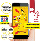 Pokemon - Pikachu cards Animated Birthday PHOTO Video Invitation