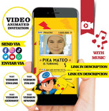 Pokemon - Pikachu cards Animated Birthday PHOTO Video Invitation