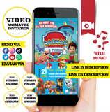 Invitación animada de cumpleaños de la Patrulla Canina