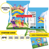 Teletubbies, bolsa de papas fritas, archivo digital 8 x 11 pulgadas, logotipo personalizado