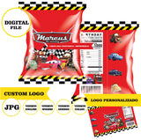 Cars Ray McQueen, Bolsa de papas fritas, archivo digital 8 x 11 pulgadas, logotipo personalizado
