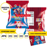 Pomni the Crown, bolsa de patatas fritas, archivo digital de 8 x 11 pulgadas, logotipo personalizado