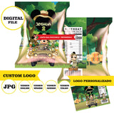 Safari de Mickey, jungla, bolsa de papas fritas, archivo digital de 8 x 11 pulgadas, logotipo personalizado