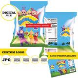 Teletubbies, bolsa de papas fritas, archivo digital 8 x 11 pulgadas, logotipo personalizado