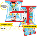 Mickey Clubhouse, bolsa de papas fritas, archivo digital de 8 x 11 pulgadas, logotipo personalizado