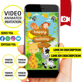 Jungla, Invitación en video animada, Video de animales de la selva