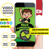Invitación animada de cumpleaños de Ben 10: video personalizado
