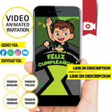 Invitación animada de cumpleaños de Ben 10: video personalizado