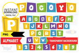 Alfabeto imprimible inspirado en Pocoyó (letras PNG)