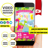 Invitación animada de cumpleaños con dinosaurio bebé: video personalizado para fiesta