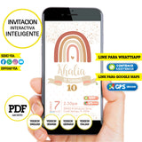 Invitación inteligente arcoíris boho, invitación interactiva, PDF