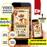 Invitación de cumpleaños animada de vaquero (video) – Invitación personalizada para fiesta