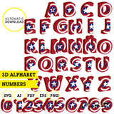 Alfabeto imprimible inspirado en el Capitán América (letras PNG)