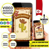 Invitación de cumpleaños animada de vaquero (video) – Invitación personalizada para fiesta