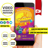 Invitación animada de cumpleaños de Sunny Bunnies: invitación personalizada para fiesta