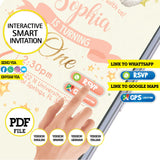 Elefante bebé, invitación inteligente, invitación interactiva, elefante niña, PDF