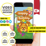 Invitación de video animada de cumpleaños de Plim Plim Safari: invitación personalizada para fiesta