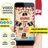 Invitación de cumpleaños animada de piratas en video: invitación personalizada para fiesta