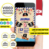 Invitación animada de cumpleaños de niño pirata: video de invitación personalizada