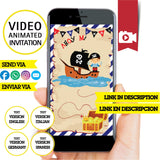 Invitación animada de cumpleaños de niño pirata: video de invitación personalizada