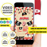 Invitación de cumpleaños animada de piratas en video: invitación personalizada para fiesta