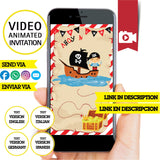 Invitación de cumpleaños animada de piratas en video: invitación personalizada para fiesta