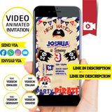 Invitación animada de cumpleaños de niño pirata: video de invitación personalizada