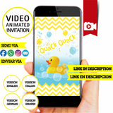 Patito de goma, invitación de vídeo animada