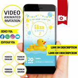 Patito de goma, invitación de vídeo animada